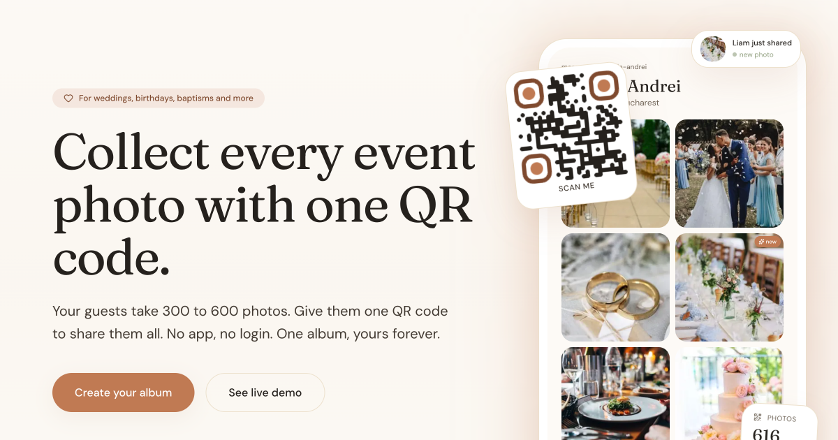 Memo — Collect Wedding &amp; Event Photos with One QR Code preview